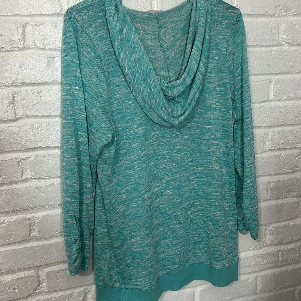 Wish & Whim Lightweight Knit Hoodie Pullover Teal XL Beach Cover Up